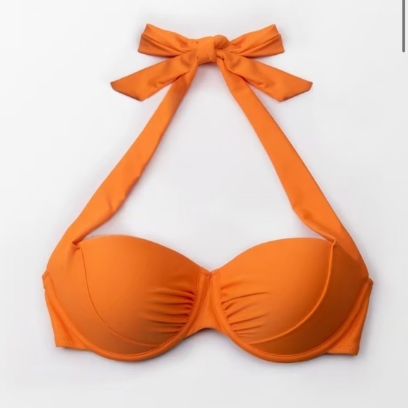 NWT CUPSHE Padded Underwire Halter Bikini Top Orange Size Medium - Picture 15 of 16